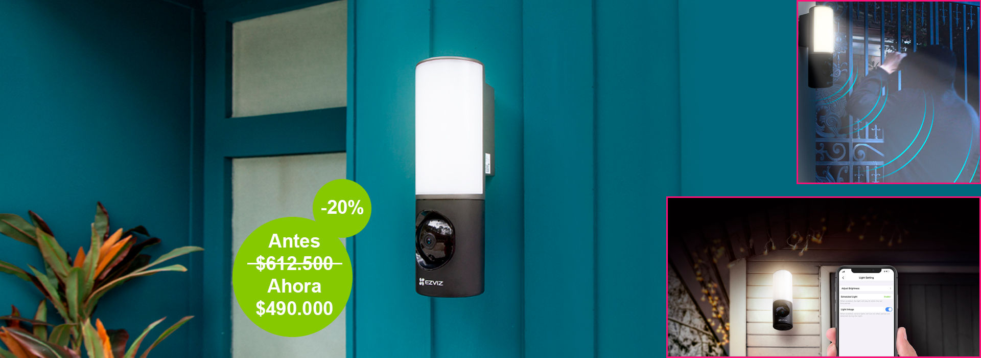 Cámara con lámpara de pared EZVIZ LC3, ahora $490.000